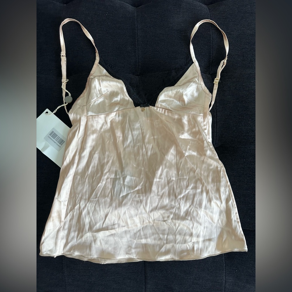DSQUARED2 , beige silk with black lace Cami top , size small